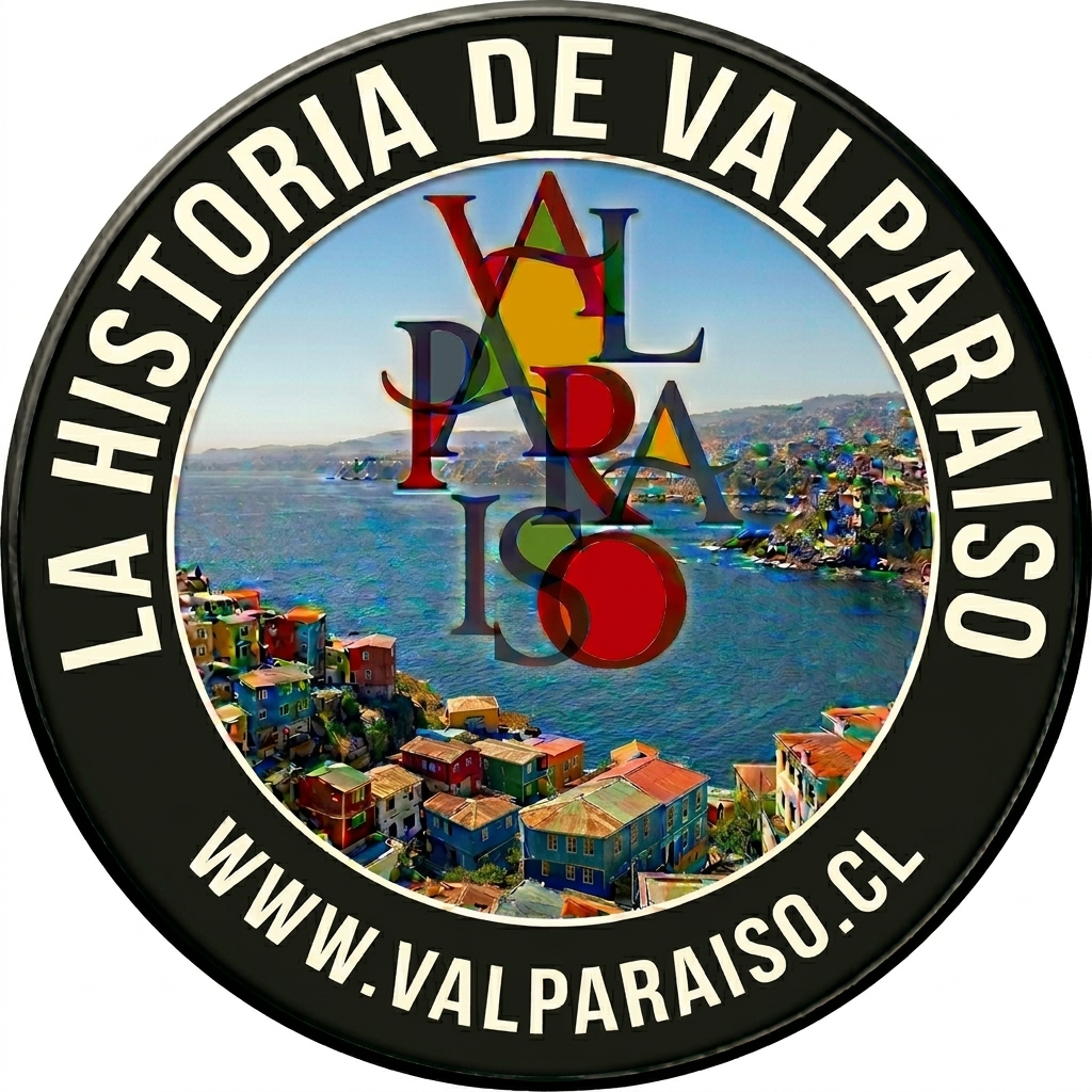 Parche bordado oficial de La Historia de Valparaíso con icono de reproducción
